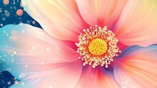 梦幻绚丽花朵插画