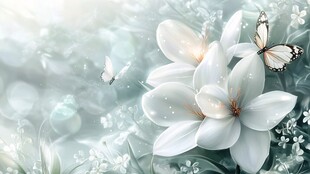 梦幻白花间的蝶舞之景