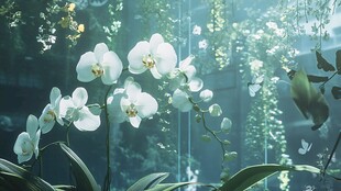 梦幻白蝴蝶兰绿植景观