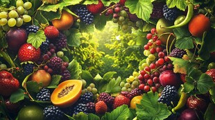 缤纷水果的自然梦幻场景