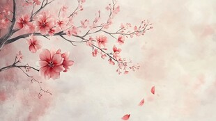 春日绽放的娇艳粉色花朵