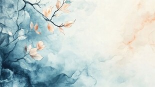 水墨玉兰花枝梦幻景致