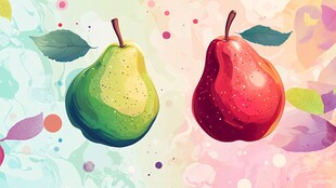 彩色双梨插画