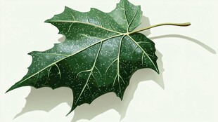 一片深绿枫叶特写