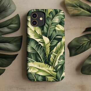 热带绿叶风手机壳展示