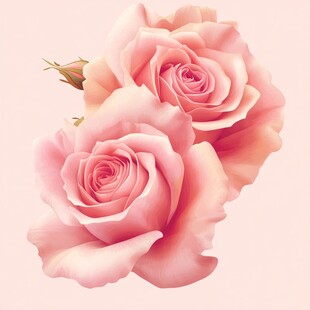 两朵柔美粉色玫瑰花