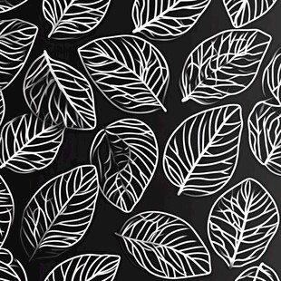 黑白手绘叶片无缝图案