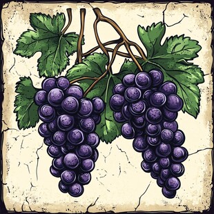 复古风葡萄插画