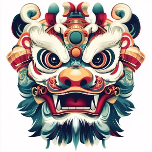 精美传统舞狮头形象设计