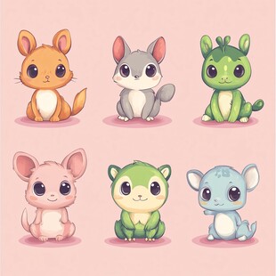 可爱萌趣的卡通小动物集合