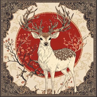 中式祥瑞鹿图 古典韵味浓
