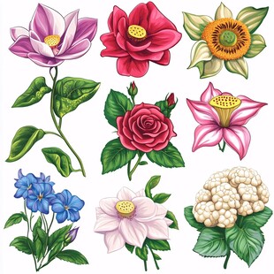 多彩花卉插画集合