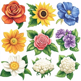 多彩花卉插画集合