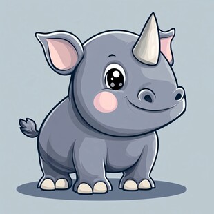 可爱卡通小犀牛形象展示