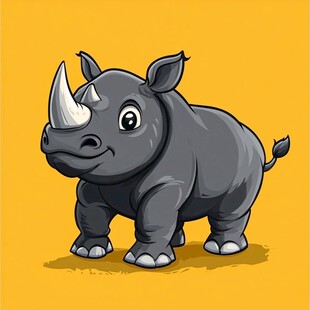 可爱卡通犀牛形象展示