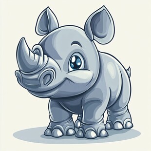 可爱卡通小犀牛形象展示