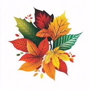 多彩秋叶插画