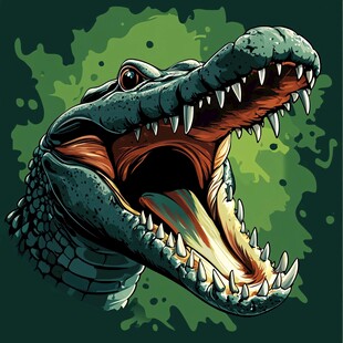 咆哮的鳄鱼插画