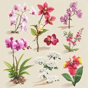 多彩花卉插画集合