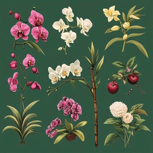 多彩花卉植物插画集