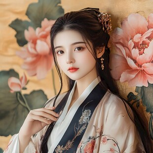 古典汉服佳人 花影相伴