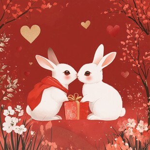 兔年浪漫 双兔赠礼爱意浓