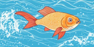 畅游水中的漂亮金鱼