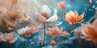 梦幻唯美的水中荷花世界