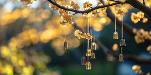 枝头风铃与绽放繁花