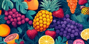 缤纷多彩水果插画图案