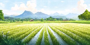田园稻田风光如画