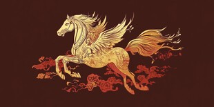 金色飞翼骏马图