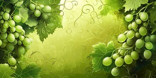 清新绿葡萄藤蔓背景图