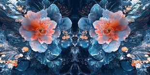 梦幻双生花卉艺术图案