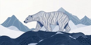 北极熊漫步于山海之间