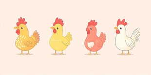 四只可爱小鸡插画图