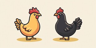 两只卡通鸡对视