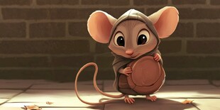 可爱小老鼠抱圆物