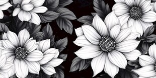黑白花卉图案背景设计