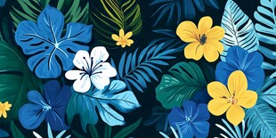 热带花卉绿植背景图案