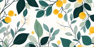 清新橘叶花卉图案背景