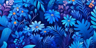 梦幻蓝色花卉植物背景图