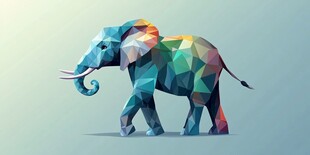 彩色多边形风格大象插画