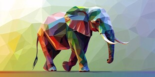 彩色多边形风格的大象