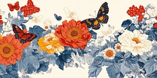 花卉蝴蝶图案装饰画
