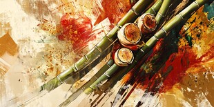 水墨风竹筒画