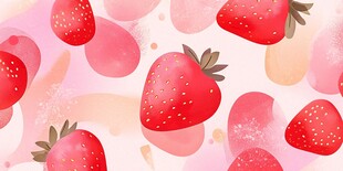 草莓缤纷插画背景图