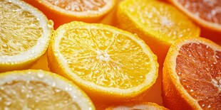 鲜切柑橘类水果特写