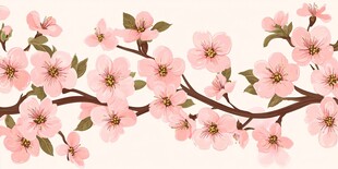 粉色樱花枝条插画背景图