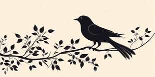 枝头飞鸟剪影
